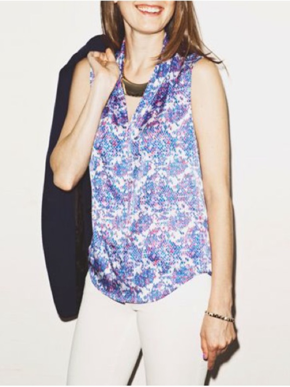 Theory Sleeveless Snakeskin Print Blouse